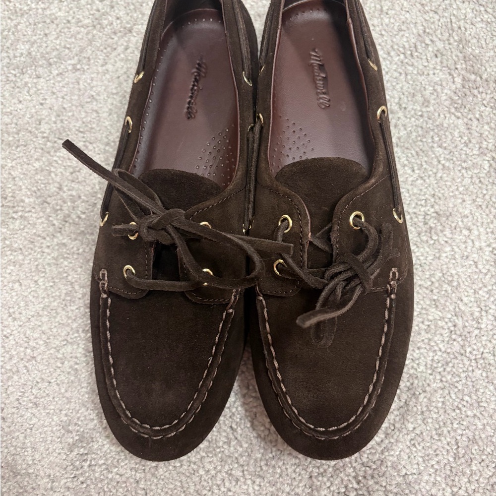 Madewell Dark Brown Suede Boat Shoes